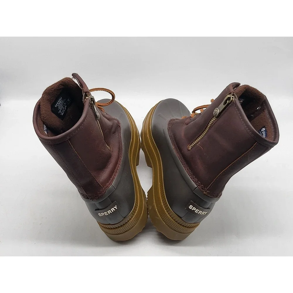 Sperry Saltwater Duck Boots Women's 6 Brown Gray NWOB Leather‎ Water-Resistant